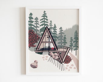 Forest A-Frame, Eco Print, 8x10, Recycled Paper (2 of 3)