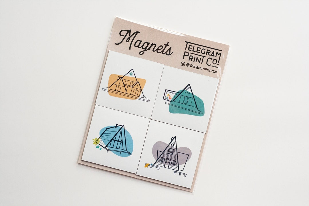 A-frame Magnets, Set of 4 Magnets, Midcentury Magnets - Etsy