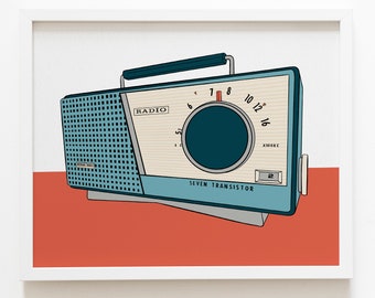 Transistor Radio Print, Vintage Radio Poster, Atomic Age Decor, Mid-Century Poster