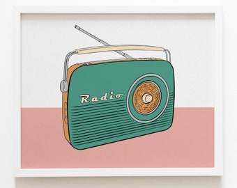 Vintage Radio, Atomic Age Decor, Mid-Century Poster, British Retro Radio