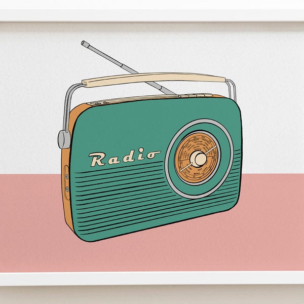 Vintage Radio Poster, Atomic Age Decor, Mid-Century Poster, British Retro Radio
