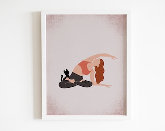 Yoga Cat Print (3 of 3), Yoga Studio Art, Yoga Teacher Gift, 8x10