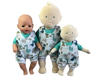 Doll set rompers/pants with bodysuit "Dino" size 40-43 cm