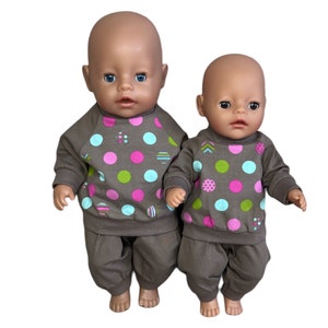 Doll pajamas Dots in size 46/48 cm image 1