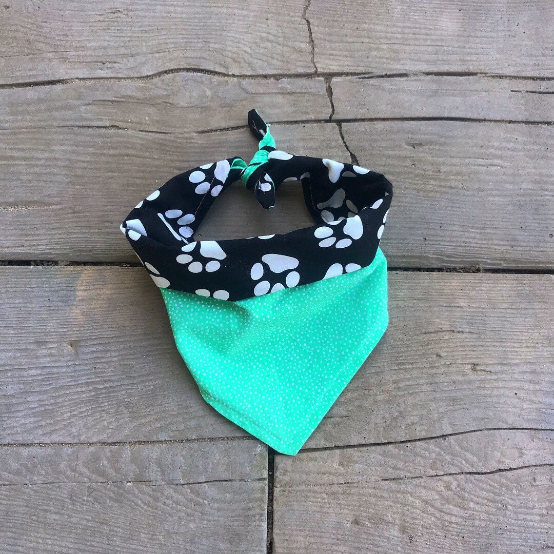 Reversible Pawprint and Green Dog Bandana Etsy