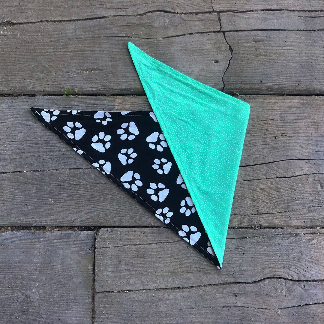 Reversible Pawprint and Green Dog Bandana Etsy