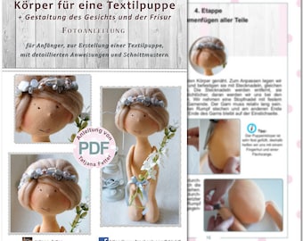 Instructions PDF "Body for a textile doll", fabric doll sewing pattern doll download