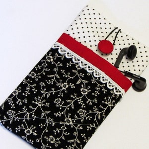 Black and white mobile phone with compartment,