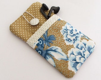 Cellphone bag, mobile phone sock, mobile phone sock, Galaxy 3, Blue flower, mobile phone with compartment,