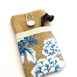 Handytasche, Handysocke, Mobile Phone sock, Galaxy 3, blaue Blume, Handy mit Fach , Bild 2