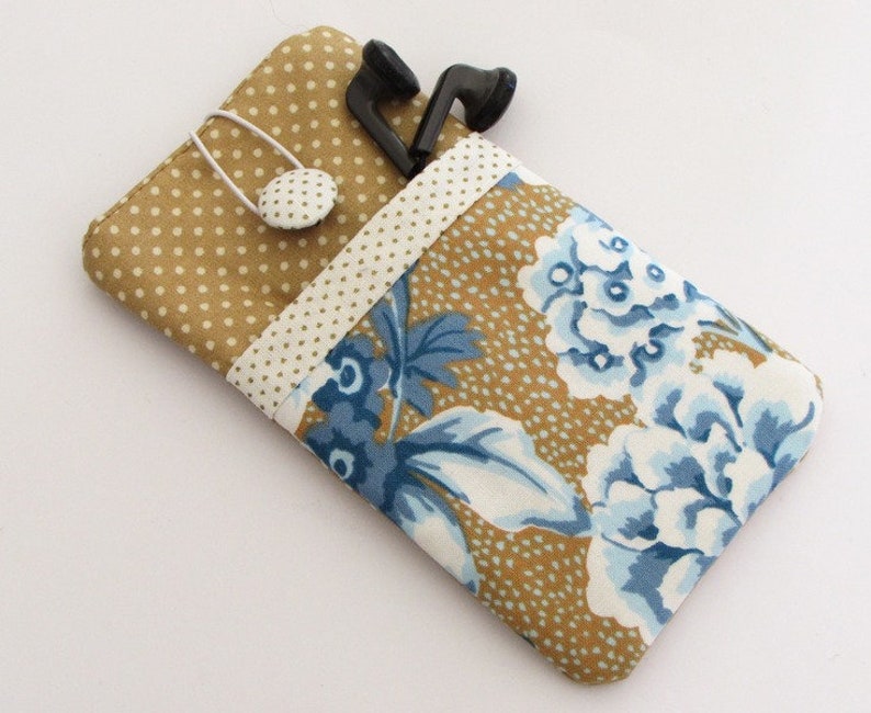 Handytasche, Handysocke, Mobile Phone sock, Galaxy 3, blaue Blume, Handy mit Fach , Bild 1