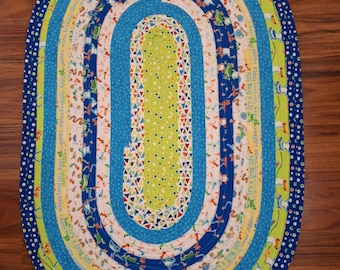 Handmade Cotton Jelly Roll Rug, Frog Design, Kids Playroom Decor (26" X 40")