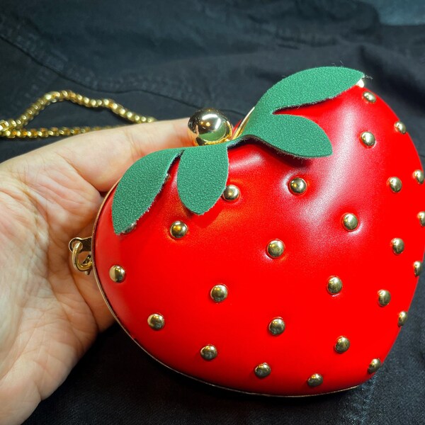Red strawberry purse