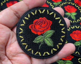 Rose Flower Ron On Sew On Full Embrodered Patch Applqu&eacute;s Badge - Etsy