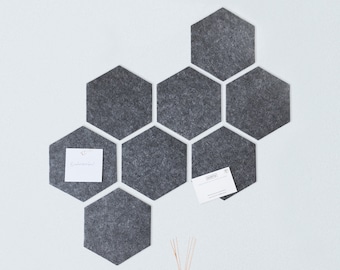Geometric felt pin board, organization system, desk organizer, jewelry storage, gift for her, gift for study, "Hexagon"