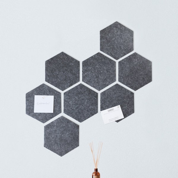 Geometric felt pin board, organization system, desk organizer, jewelry storage, gift for her, gift for study, "Hexagon"