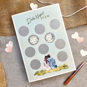 Personalisiertes Din A4 Poster zum Jahrestag Persönliches Geschenk mit 10 Feldern zum Freirubbeln Date Night Geschenk für Paare Bild 4