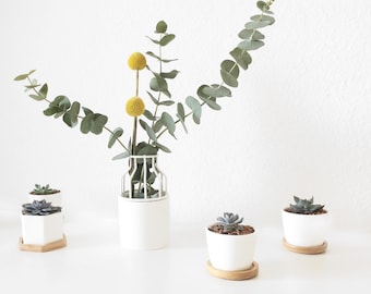 Vaso per fiori per rami | Vaso moderno minimalista | Piccolo vaso in ceramica e metallo | Vaso decorativo scandinavo | Vaso per fiori secchi