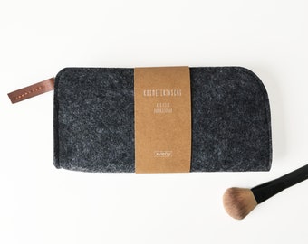 Pochette cosmetica, semplice, grigio chiaro/grigio scuro