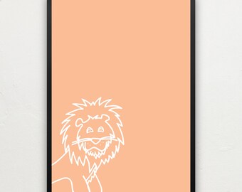 Stampa artistica "Leone" per una cameretta moderna per bambini.