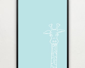 Stampa artistica "Giraffa" blu