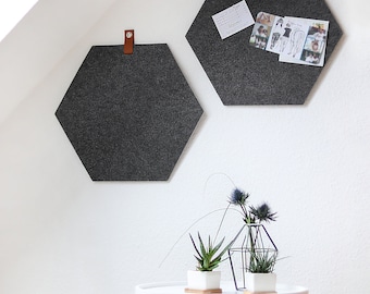 Bacheca esagonale da appendere | Bacheca moderna in feltro | Bacheca a muro con ganci | Decorazione minimalista per pareti con foto | Organizzazione ufficio