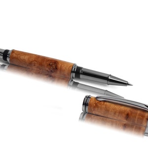 Burl populier - elegante rollerball / rollerball-pen met de hand gedraaid, gravure of etui optioneel, gratis levering, ideaal cadeau