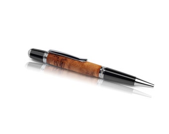 Handmade ballpoint pen made of poplar burl