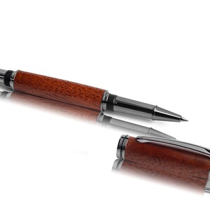 Mahonie-edele rollerbal / inktrol met de hand gedraaid, graveren of koffer optioneel, gratis levering, ideaal cadeau