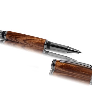 Zebrano - elegante rollerballpen met de hand gedraaid, gravering of etui optioneel, gratis levering, ideaal cadeau