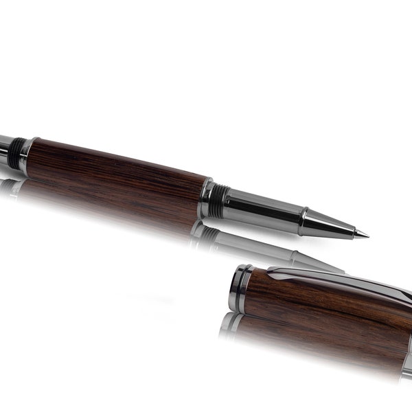 Bog oak wood- noble rollerball pen, handcrafted  - Made in Germany