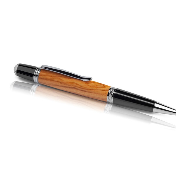 Legno d'ulivo - elegante penna a sfera tornita a mano - per sé o come regalo - incisione o custodia opzionale - consegna gratuita