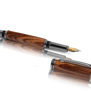 Zebrano - Pluma estilográfica noble, pluma estilográfica torneada a mano - para usted o como regalo para sus seres queridos - grabado o estuche opcional