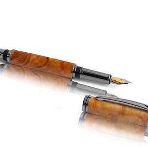 Legno d'ulivo - penna stilografica pregiata, penna stilografica tornita a mano - per te o come regalo per i tuoi cari - incisione o custodia opzionali