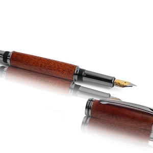 Caoba - pluma estilográfica noble, pluma estilográfica torneada a mano - para usted o como regalo para sus seres queridos - grabado o estuche opcional