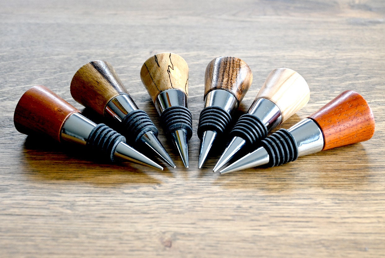 Tapón de botella hecho a mano / corcho decorativo de maderas preciosas adecuado para todas las botellas de vino y vino espumoso: elige tu madera favorita