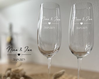 Sektglas mit Namen und Datum | Hochzeit | Hochzeitsgeschenktipp