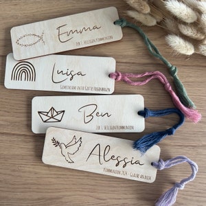 Wooden bookmark communion with name & motif | Personalized | including band