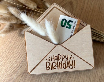 Geldgeschenk Holz Brief | Geschenkidee | Geschenkverpackung | Happy Birthday
