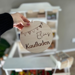 Kaufladen Holzscheibe mit Name Bild 1