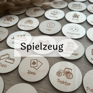 Spielzeug Holzschilder | für zb Trofast Regalsystem | Kinderzimmer Organisation