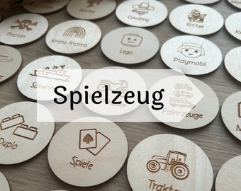 Spielzeug Holzschilder | für zb Trofast Regalsystem | Kinderzimmer Organisation