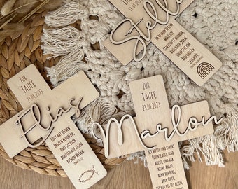 Taufkreuz Holz mit Name personalisiert | Kreuz |  Geschenkidee zur Taufe