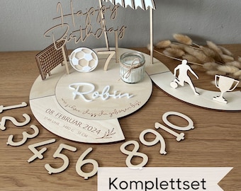 Geburtstagsteller Fußball Personalisiert | Komplettset | Geburtstagdeko | Geschenk zur Geburt