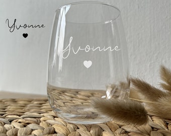 Trinkglas mit Name | Glasgravur | Trinkglas Personalisiert mit Herz