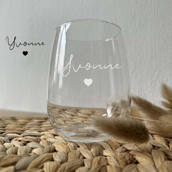 Trinkglas mit Name | Glasgravur | Trinkglas Personalisiert mit Herz