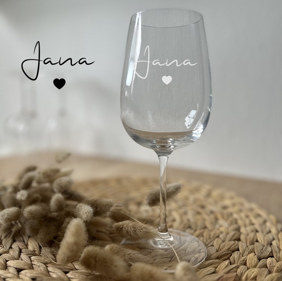 Weinglas mit Name | Glasgravur | Weinglas Personalisiert mit Herz