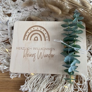 Grußkarte Holz | Herzlich Willkommen | Karte | Geschenkkarte | Glückwunschkarte | Karte | Geburt