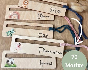 Lesehilfe mit Name | 70 Motive | Holz mit Band | Die perfekte Leseschablone für Leseanfänger | Schule | Einschulung