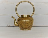 Small Vintage Brass Teapot with Handle Vintage kettle pot Vintage etched brass teapot vintage metal teapots brass teapots